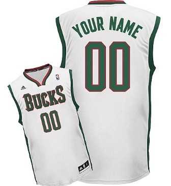 Men & Youth Customized Milwaukee Bucks White Jersey